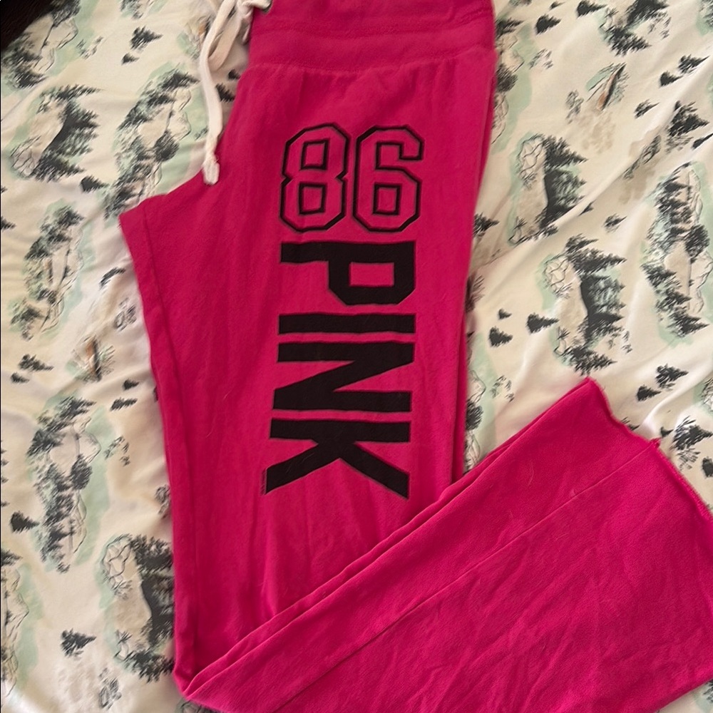 VS PINK Pink Sweatpants with Black Print